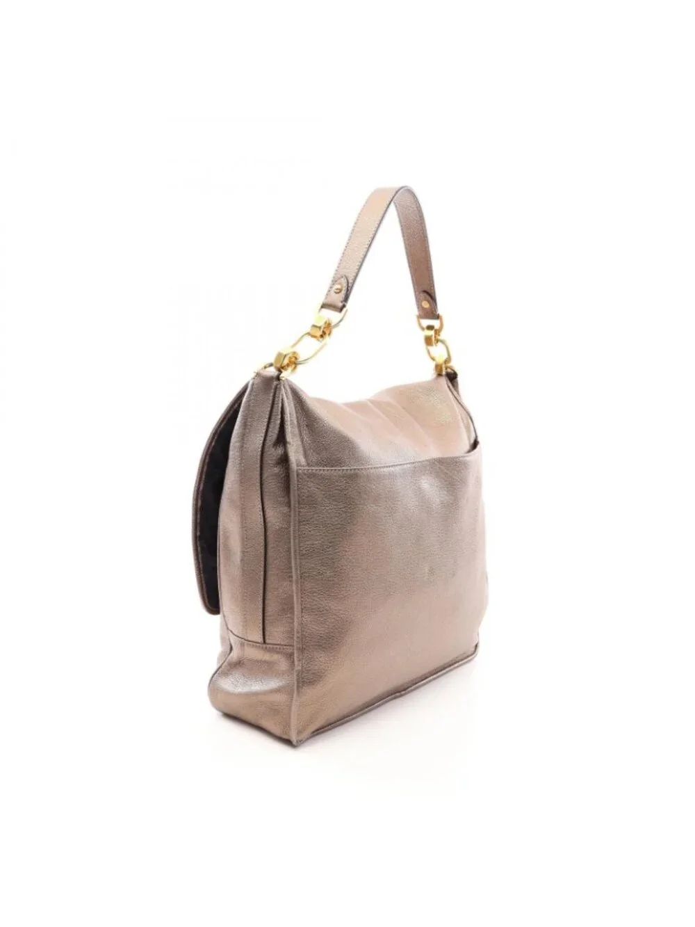 Loewe Shoulder Bag Anagram Metallic Maia 2-Way Champagne Gold Leather